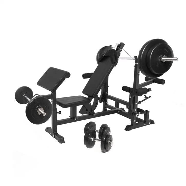 Gorilla Sports Multigym BASIC Svart - 100kg, Pakke Stativer & Benker