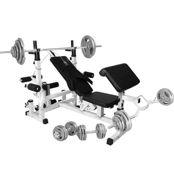 Gorilla Sports Multigym TRIGRIP Støpejern - 108kg, Pakke Stativer & Benker